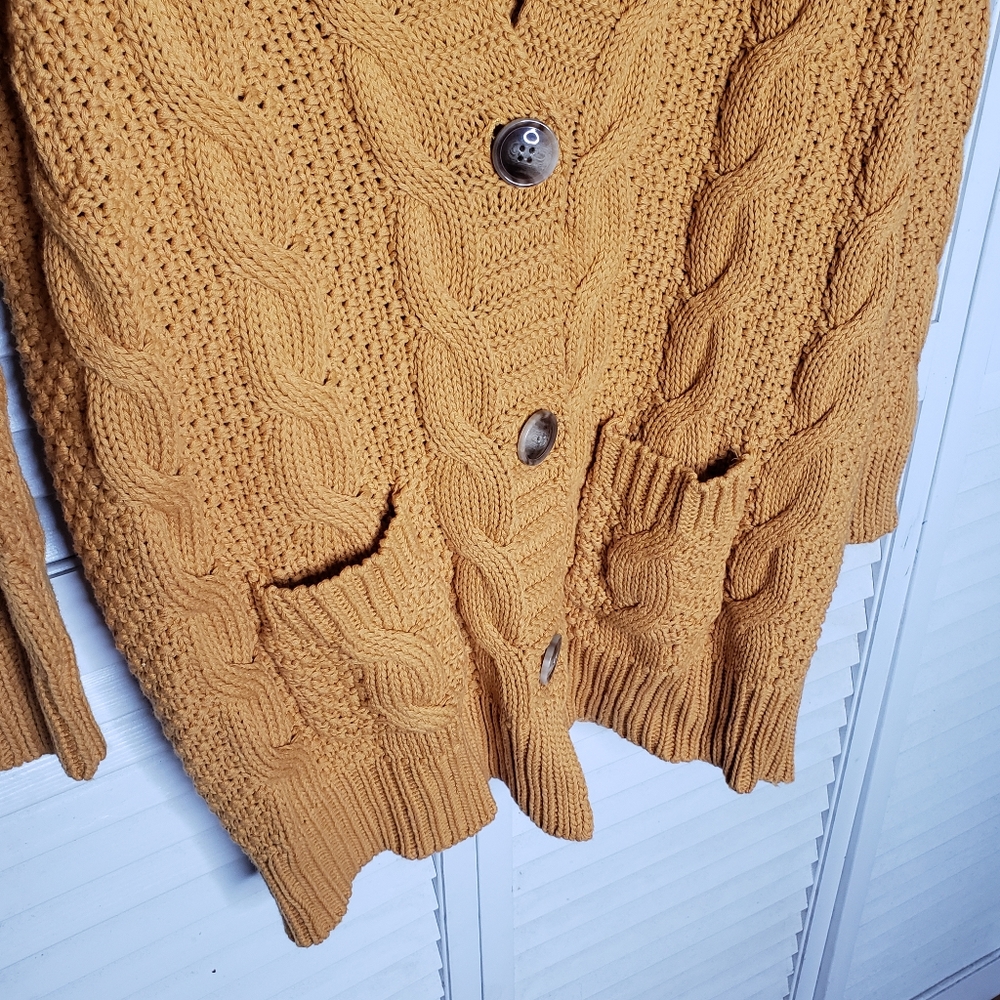 Agnes & Dora Mustard Boyfriend Cable Knit Cardigan - Picture 6 of 8